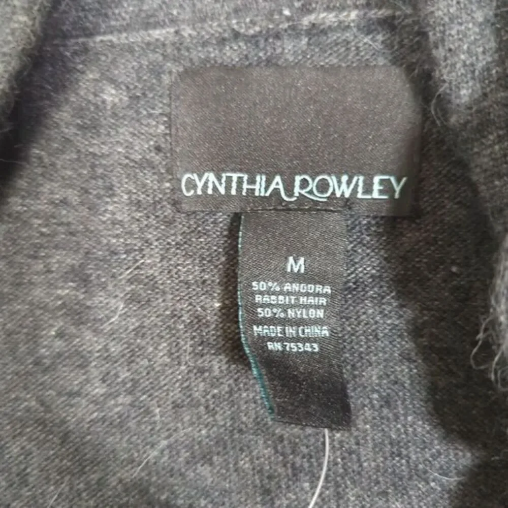 VTG Cynthia Rowley Gray‎ Angora Wool Blend  Cardigan Sweater  Womens M